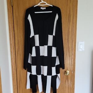 Joseph Ribkoff Black and White Checkered Long Sleeve Dress